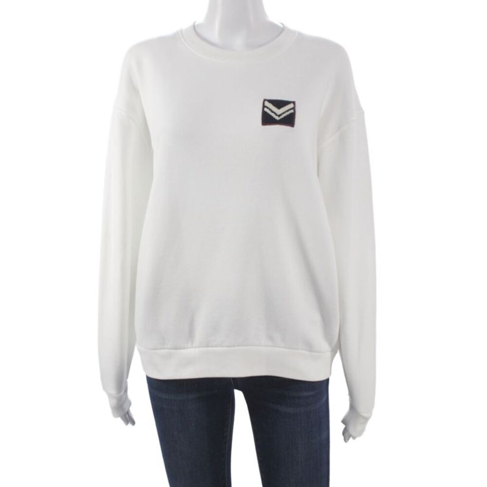 Tory Burch Womens Pullover Sweatshirts White Cotton Crewneck Long Sleeve Size S